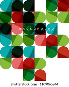 Formas geométricas redondeadas cuadradas sobre fondo abstracto de mosaico blanco. Ilustración artística vectorial para presentación, fondo de pantalla de aplicación, cartel o afiche