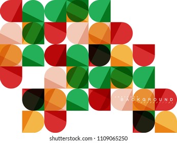 Formas geométricas redondeadas cuadradas sobre fondo abstracto de mosaico blanco. Ilustración artística vectorial para presentación, fondo de pantalla de aplicación, cartel o afiche