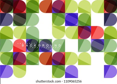 Round square geometric shapes on white, tile mosaic abstract background. Vector artistic illustration for presentation, app wallpaper, banner or poster