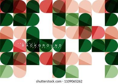 Round square geometric shapes on white, tile mosaic abstract background. Vector artistic illustration for presentation, app wallpaper, banner or poster
