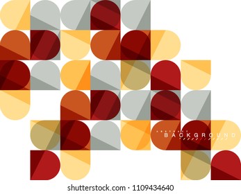 Formas geométricas redondeadas cuadradas sobre fondo abstracto de mosaico blanco. Ilustración artística vectorial para presentación, fondo de pantalla de aplicación, cartel o afiche