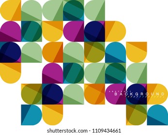 Round square geometric shapes on white, tile mosaic abstract background. Vector artistic illustration for presentation, app wallpaper, banner or poster