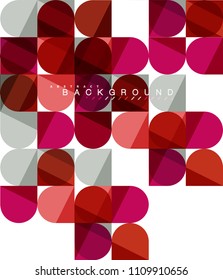 Round square geometric shapes on white, tile mosaic abstract background. Vector artistic illustration for presentation, app wallpaper, banner or poster