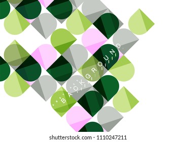 Round square geometric shapes on white, tile mosaic abstract background. Vector artistic illustration for presentation, app wallpaper, banner or poster