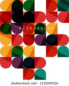 Round square geometric shapes on white, tile mosaic abstract background. Vector artistic illustration for presentation, app wallpaper, banner or poster