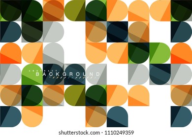 Round square geometric shapes on white, tile mosaic abstract background. Vector artistic illustration for presentation, app wallpaper, banner or poster