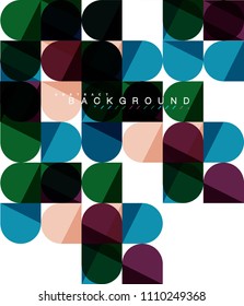 Round square geometric shapes on white, tile mosaic abstract background. Vector artistic illustration for presentation, app wallpaper, banner or poster