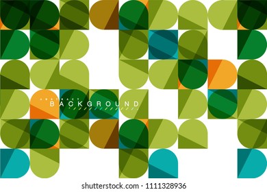 Round square geometric shapes on white, tile mosaic abstract background. Vector artistic illustration for presentation, app wallpaper, banner or poster
