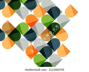 Runde quadratische geometrische Formen auf weißem, gefliestem abstraktem Hintergrund. Vektorgrafik zur Präsentation, App-Bildschirmhintergrund, Banner oder Poster