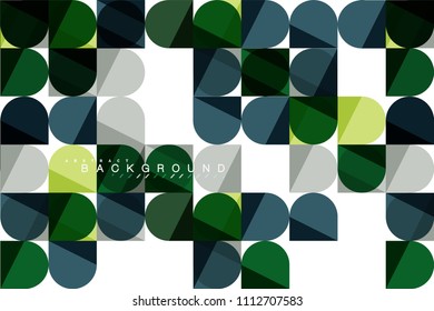 Round square geometric shapes on white, tile mosaic abstract background. Vector artistic illustration for presentation, app wallpaper, banner or poster