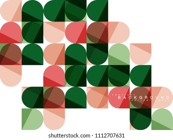 Round square geometric shapes on white, tile mosaic abstract background. Vector artistic illustration for presentation, app wallpaper, banner or poster