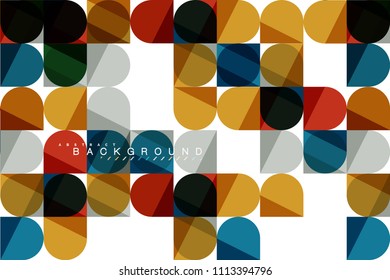Round square geometric shapes on white, tile mosaic abstract background. Vector artistic illustration for presentation, app wallpaper, banner or poster