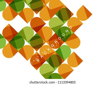 Round square geometric shapes on white, tile mosaic abstract background. Vector artistic illustration for presentation, app wallpaper, banner or poster
