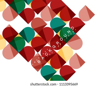 Runde quadratische geometrische Formen auf weißem, gefliestem abstraktem Hintergrund. Vektorgrafik zur Präsentation, App-Bildschirmhintergrund, Banner oder Poster