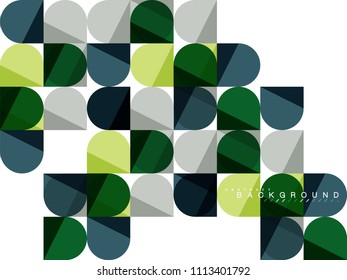 Runde quadratische geometrische Formen auf weißem, gefliestem abstraktem Hintergrund. Vektorgrafik zur Präsentation, App-Bildschirmhintergrund, Banner oder Poster