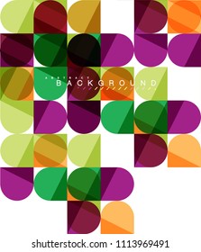 Round square geometric shapes on white, tile mosaic abstract background. Vector artistic illustration for presentation, app wallpaper, banner or poster
