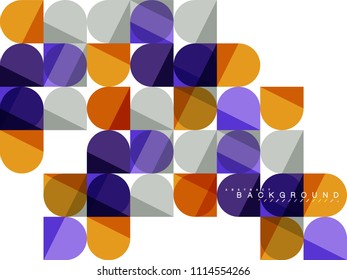 Round square geometric shapes on white, tile mosaic abstract background. Vector artistic illustration for presentation, app wallpaper, banner or poster