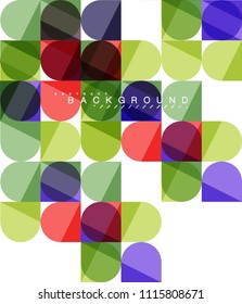 Round square geometric shapes on white, tile mosaic abstract background. Vector artistic illustration for presentation, app wallpaper, banner or poster