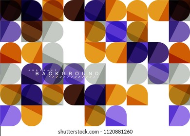 Formas geométricas redondeadas cuadradas sobre fondo abstracto de mosaico blanco. Ilustración artística vectorial para presentación, fondo de pantalla de aplicación, cartel o afiche