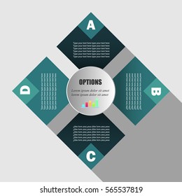 round and square info graphics with long shadow