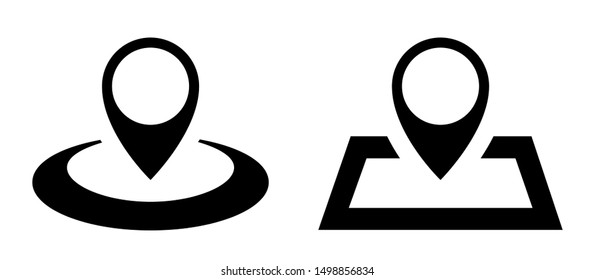 Round and square pin map marker pointer sign, set GPS location flat symbol – stock vector