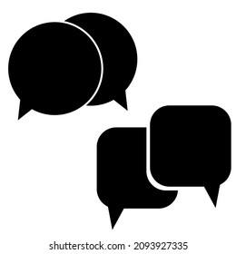 Round and square speech icon set. Black shapes. Chat symbol. Communication background. Vector illustration. Stock image. 