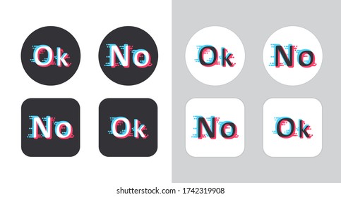 Round and square Yes and no buttons. Click " Yes "and " No". User interface. Web design. Vector illustration