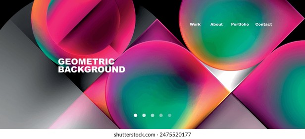 Round squares, circles with fluid gradients. Vector Illustration For Wallpaper, Banner, Background, Card, Book Illustration, landing page