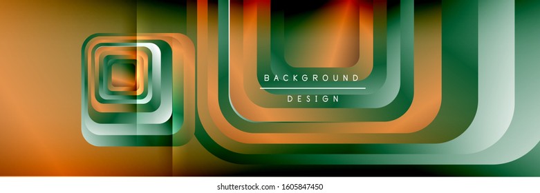 Round squares shapes composition geometric abstract background. Vector Illustration For Wallpaper, Banner, Background, Card, Book, Illustration, landing page, cover, placard, poster, banner, flyer