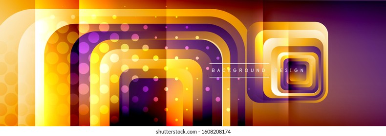 Runde Quadrate formen die Zusammensetzung geometrisch abstrakter Hintergrund. Vektorgrafik für Bildschirmhintergründe, Banner, Hintergrund, Karte, Buch, Illustration, Landungsseite, Abdeckung, Plakat, Plakat, Banner, Flyer