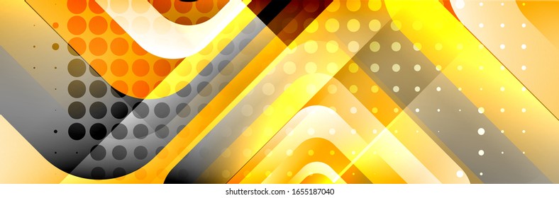 Runde Quadrate formen die Zusammensetzung geometrisch abstrakter Hintergrund. Vektorillustration-Illustration für Bildschirmhintergrund, Banner, Hintergrund, Karte, Buch, Illustration, Landungsseite, Abdeckung, Plakat, Plakat, Banner, Flyer