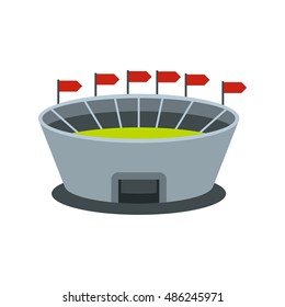 Round stadium with flags icon in flat style on a white background vector illustration