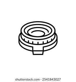 Round stadium icon. Simple illustration of a circular stadium with multiple tiers, ideal for sports, architecture, event design projects. Perfect for illustrating sports venues. Vector illustration.