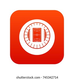 Round stadium top view icon digital red for any design isolated on white vector illustration