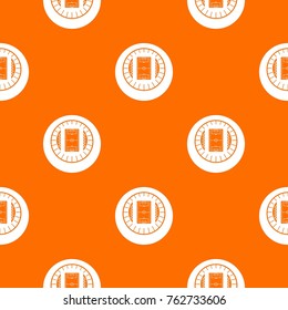 Round stadium top view pattern repeat seamless in orange color for any design. Vector geometric illustration