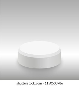 Round stage podium illuminated with light. Stage vector backdrop. Festive podium scene for award ceremony. Vector illustration