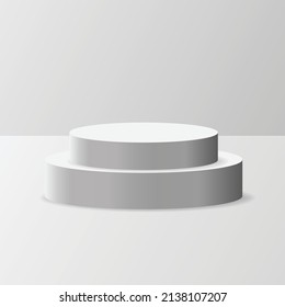 Podio de fase redonda aislado en fondo blanco. 3 quinquies Pedestal. Ilustración vectorial. Listo Para Su Diseño. Publicidad de productos. EPS10 vectores 