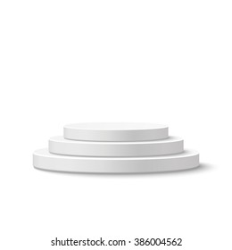 Round stage podium, pedestal isolated on white background. Vector illustration.