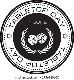 Round stamp print for TableTop Day. Event in june.