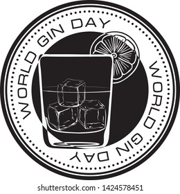 Round stamp print for World Gin Day