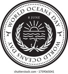 Round stamp print for World Oceans Day