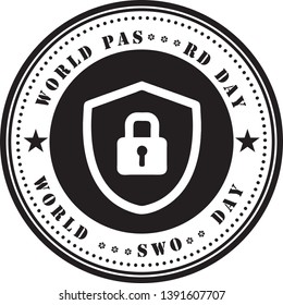 Round Stamp Print For World Password Day