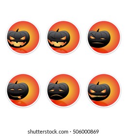 round stamp pumpkins vector illustration