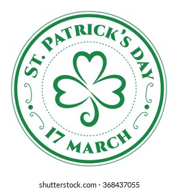 Round stamp for St. Patrick's day isolated on white background 