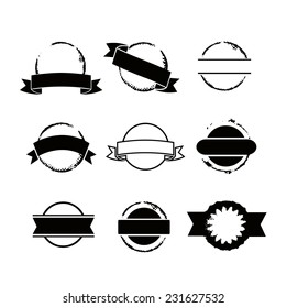 round stamps with ribbons set vector 