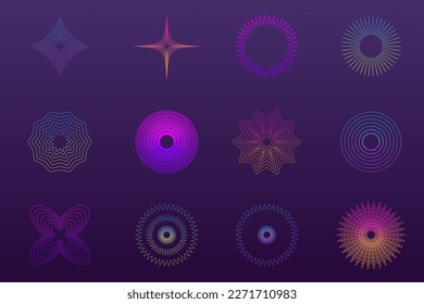 Colorido Estrella redonda Gradiente Símbolos de textura Set Icono Resumen de elementos de color brillante minimalista Colección de recortes gráficos para diseño