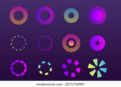Round Star Colorful Gradient Texture Symbol Set Icon Abstract Minimalist Bright Colorful Elements Graphic Clipart Collection for Design