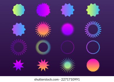 Farbige Farbverlauf-Symbol-Set des Round-Star-Zeichens Symbol Abstraktes Minimalistisches Schwarzes Element Grafik-Clip-Kunstkollektion für Design