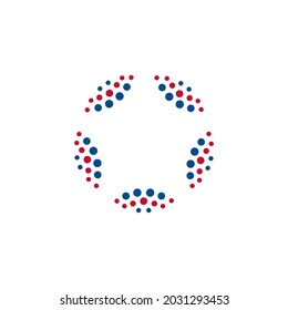 Round star dotted logo concept dot abstract star icon. Cosmetic logo template for hygiene bathroom gel, shampoo, lotion, conditioner, gel. Vector illustration