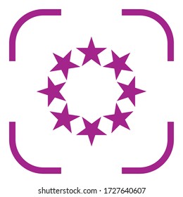Round star simple icon. Flat desing